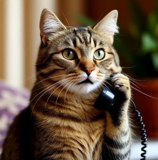 Кот говорит по телефону