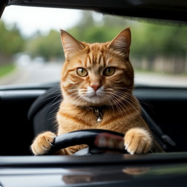 Кот за рулем